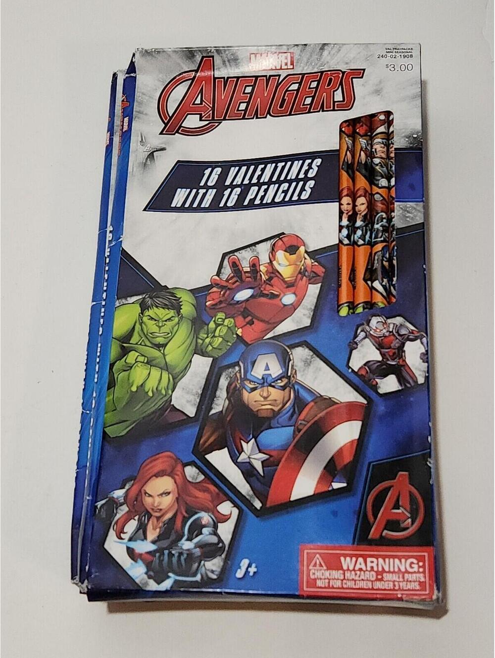 Marvel Avengers Valentines Cards With Pencils 2 Packs - 32 Cards Total